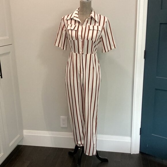 Nasty Gal White You're Just My Stripe Utility Jumpsuit​​​ - Picture 11 of 14